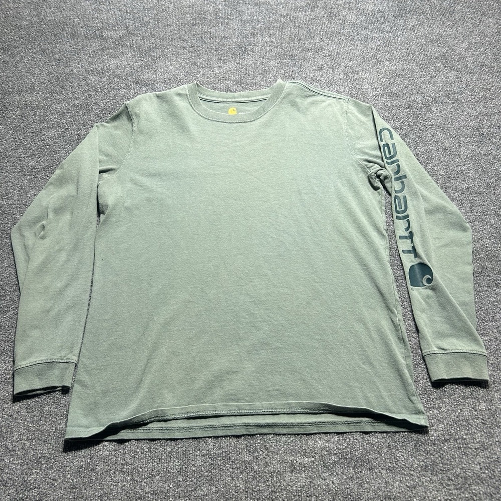 Carhartt Shirt Boys Youth M Green Original Fit Casual Long Sleeve Logo Tshirt